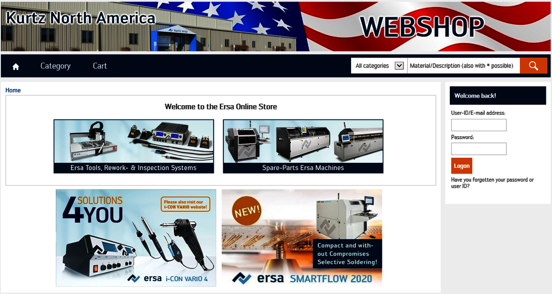 Der Ersa Webshop USA ist online erreichbar unter www.ersashop.com/us/