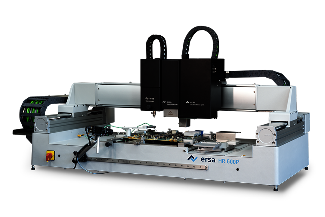 Das neue High-End-Reworksystem HR 600P mit Scavenger liefert mit höchstem Automatisierungsgrad im umfangreichen Ersa Rework-Portfolio effiziente Baugruppen-Reparatur mit reproduzierbarer Erfolgsquote