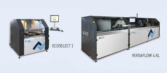 Um Leiterplatten-Formate bis zu 1.200 x 600 mm bearbeiten zu können, setzt Ersa auf unterschiedliche Anlagengrößen, die mit gleichen Bearbeitungsmodulen Standardprozesse abbilden 