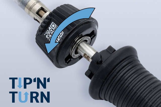 Innovatives Tip´n´Turn-Spitzenwechselsystem
