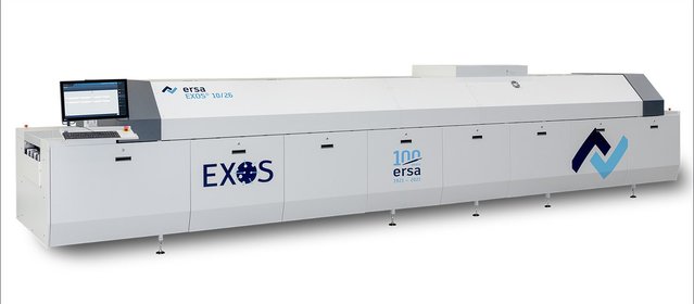Seit Mitte der 80er Jahre gehören Reflowlötanlagen zum Ersa Portfolio. Die Ersa EXOS - ein aktuelles Modell von Vollkonvektions-Lötanlagen der HOTFLOW-Serie - ist mit einer Vakuum-Kammer ausgestattet, die beim Reflowprozess Voidraten bis unter 99% ermöglicht
