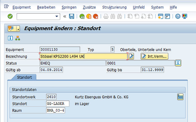 SAP-Modellplatzverwaltung über Equipmentstämme
