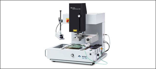 Das Reworksystem HR 500 bietet Hybrid-Rework-Technologie für budgetorientierte Anwender – aber ohne Einbußen an Präzision und Qualität bei der Bearbeitung elektronischer Baugruppen Das Reworksystem HR 500 bietet Hybrid-Rework-Technologie für budgetorientierte Anwender – aber ohne Einbußen an Präzision und Qualität bei der Bearbeitung elektronischer Baugruppen