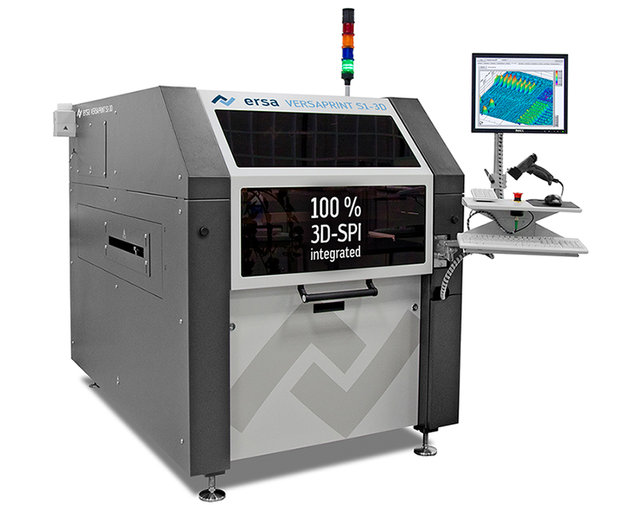Der Ersa Schablonendrucker VERSAPRINT S1-3D vereint präzisen Schablonendruck und 100%-3D-SPI in einem System – bei kleinstem Footrpint Der Ersa Schablonendrucker VERSAPRINT S1-3D vereint präzisen Schablonendruck und 100%-3D-SPI in einem System – bei kleinstem Footrpint